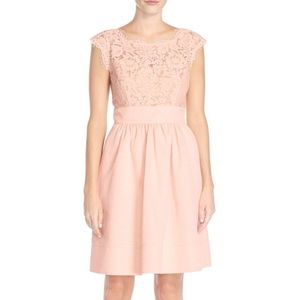 ELIZA J Pink Lace Top Petite Dress